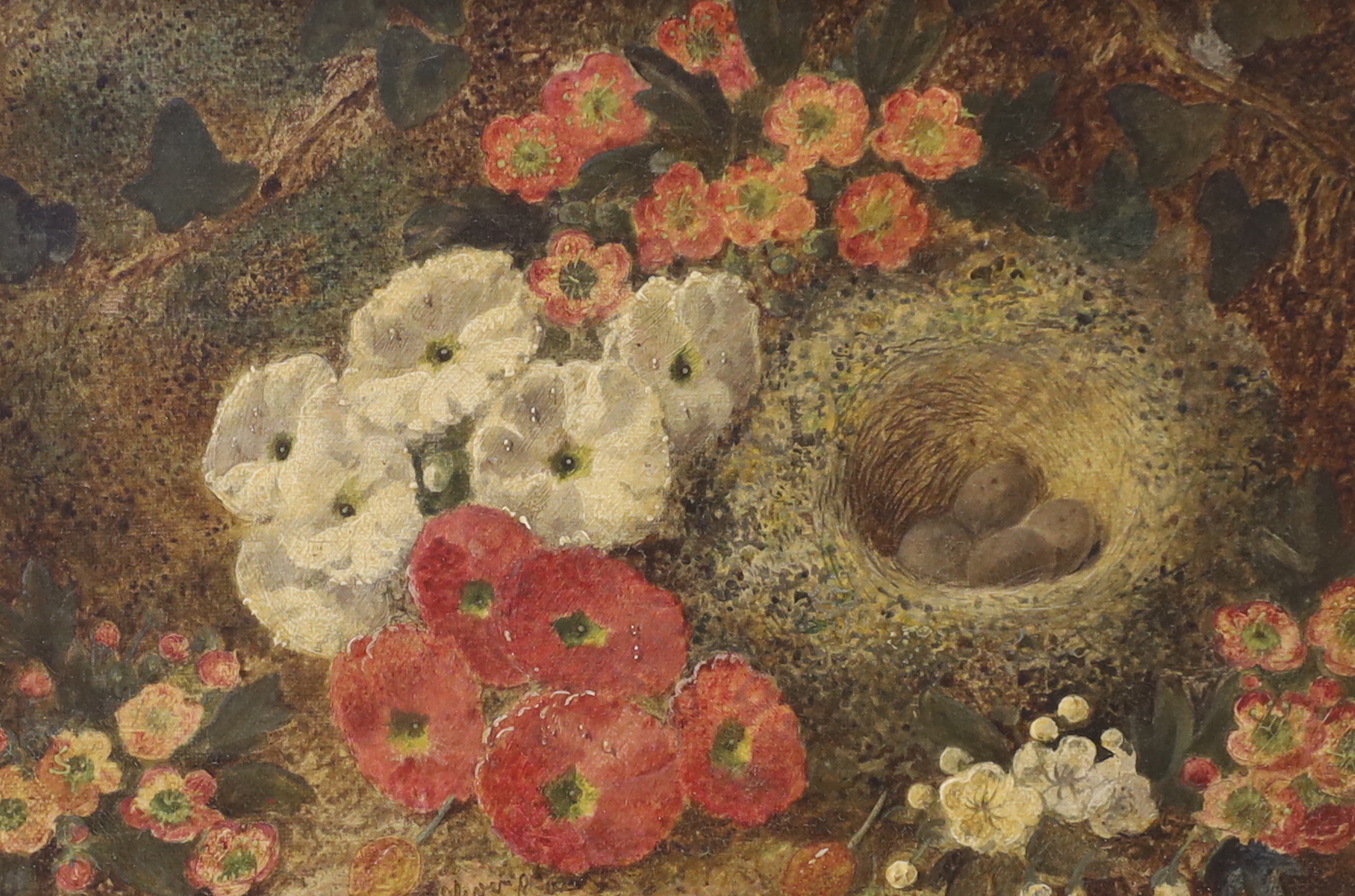 Oliver Clare (1853-1927), pair of oils on canvas, Still lifes of fruit and flowers, each signed, 17 x 24cm, ornate gilt framed